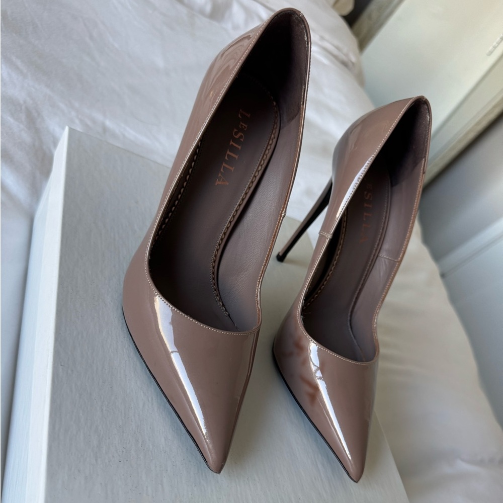 Le Silla Nude Patent Leather Point Toe Heels Size 37 - Picture 2 of 9